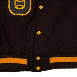 Men Letterman Jacket Brown Cashmere <b>Wool</b> Body & <b>Gold</b> Real Leather Sleeves Greek Apparel Fraternity Varsity Outerwear - Product Image 5