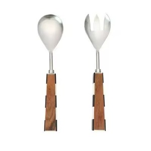 Ensemble de service à salade de qualité supérieure, créatif et polyvalent, avec impression émaillée sur la moitié de la poignée, ensemble de service à salade en bois - Product Image 6