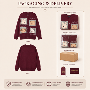 Cárdigan de punto estilo americano 2026 con estampado de oso de dibujos animados y letras divertidas, antipilling, holgado, para otoño, estilo coreano, largo, para hombre y mujer - Product Image 2