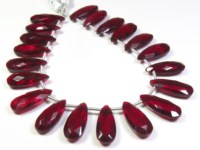 Perles de verre en quartz hydro grenat rouge naturel de haute qualité, 20 pièces, 20x8mm, 7,5 pouces, facettées, taille poire, pierres précieuses transparentes pour bijoux