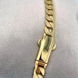 Bracelet cubain Miami en or massif Bracelet chaîne à maillons Bijoux en plaqué or 18 carats pour bijoux de mode unisexe - Product Image 1