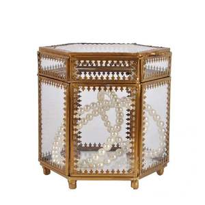 Contemporary Metal And Glass Jewelry <b>Box</b> Sleek Design Perfect For Minimalist Bedroom <b>Decor</b> And <b>Storage</b> - Product Image 3