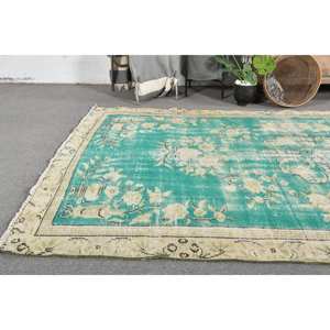 Tapis Turc Vintage 5.5 X 9.1ft Vert Beige Tissage Plat Laine avec Motif Patchwork pour Décorations de Salon ou Couloir Utilisation - Product Image 2