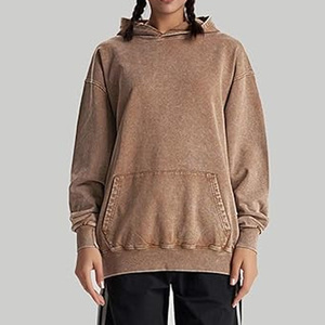 Sweat à capuche homme 2026 tendance délavé à l'acide, mélange coton/polyester de haute qualité, polaire uni respirant 340g, col à capuche, hiver - Product Image 4