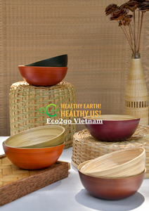 Tazón de bambú hilado, vajilla de bambú/hermosos platos de bambú duraderos/utensilios ecológicos vajilla y vajilla de Eco2go - Product Image 6