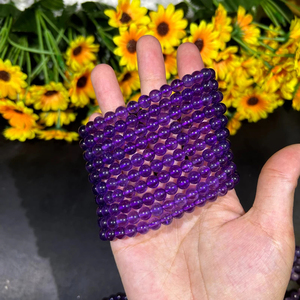 Pulsera de piedras preciosas de cristal azul Natural de 8mm, Cuarzo Rosa amatista para hombres y mujeres, piedras curativas a la venta - Product Image 3