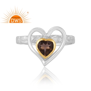 แหวนพลอยสโมคกี้ธรรมชาติทำจากเงินสเตอริง925ดีไซน์รูปแบบใหม่เครื่องประดับสำหรับผู้หญิงเป็นของขวัญสำหรับผู้หญิง - Product Image 3
