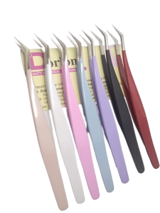 Outils de beauté des cils Personnalisez les pinces à cils à revêtement de couleur Pince à épiler semi-incurvée à 45 degrés en acier inoxydable pour l'extension des cils. - Product Image 2