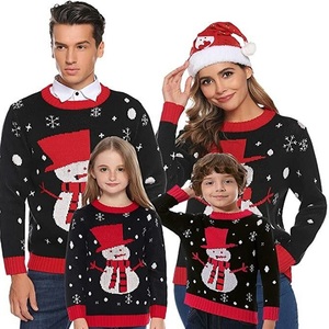 2026 Custom Knitted Organic Cotton Casual Winter Print Snowflakes New Year's LED <b>Christmas</b> <b>Sweater</b> with Funny Deer Design - Product Image 4