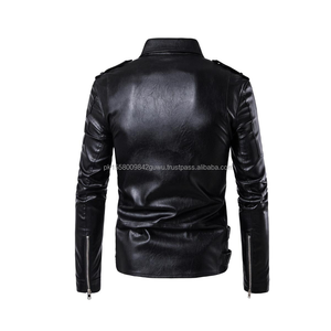 Veste en cuir d'agneau véritable en gros pour hommes - Product Image 4