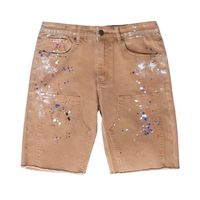 Shorts en jean décontractés pour hommes, personnalisables avec logo, en maille tricotée mi-longue, 100 % polyester, taille élastique, écologiques, séchage rapide, respirants, OEM