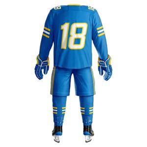 ชุดฮ็อกกี้น้ำแข็งพิมพ์ลายซับลิเมตชุดยูนิฟอร์มผ้าพิมพ์ลายโลโก้ออกแบบได้ตามต้องการ - Product Image 4