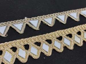 Encaje con Bordado Geométrico de Espejo, Cinta de Bordado de Cristal Simétrica de Lujo Ecológica, para Prendas Étnicas, Bolsos, Vestidos de Novia de Alta Costura - Product Image 2