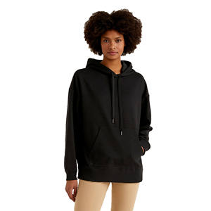 Sudaderas con capucha Fabricación de logotipo hecho a medida Pullover Streetwear Estilo casual Sudadera con capucha negra sólida para mujeres Sudaderas con capucha - Product Image 5