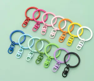 HOT DIY 30mm Colorful Flat bulk KeyChain Ring Metal Split Key chains bulk Key Ring for Car Home Keys Organization with 8 hook