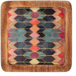 Bandeja de resina de madera al por mayor, plato de servicio de esmalte impreso para postre y decoración de pasteles dulces, accesorios de decoración de pasteles - Product Image 5