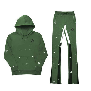 Survêtements brodés Streetwear Flare et Hoodie Set Sun Fade Acid Wash Tracksuits - Product Image 2