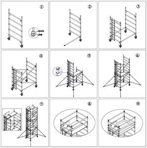 गर्म 2-10 मीटर बहुउद्देशीय एल्यूमीनियम मचान टावर निर्माण के लिए एल्यूमीनियम मोबाइल मचान - Product Image 6