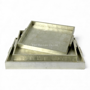 Plateau en laque fait à la main avec feuille d'argent pour servir de la nourriture, décoration de table et utilisation intérieure à domicile en provenance du Vietnam - Product Image 2