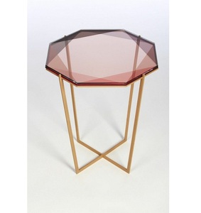 Table d'appoint moderne de luxe Adorable chic nouveau modèle dessus en marbre article d'artisanat pour salon pour appartement ferme en métal - Product Image 1