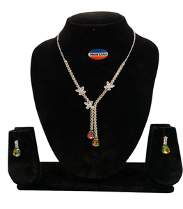 AD608 classique Vintage ensemble de bijoux élégant collier de diamants boucles d'oreilles pour les mariages fêtes événements traditionnels pour cadeau de fiançailles - Product Image 1