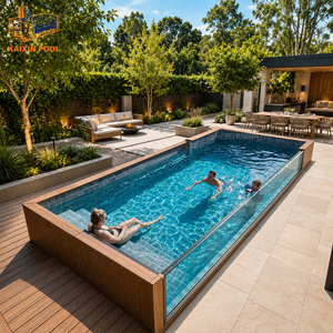 Grande <span class=keywords><strong>piscine</strong></span> semi-hors sol en verre, bois, acrylique et fibre de verre pour jardin extérieur, maison, spa - Product Image 4