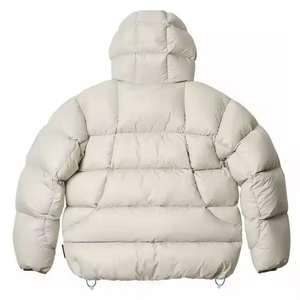 Veste d'hiver à bulles d'air pour hommes avec logo personnalisé Veste utilitaire d'extérieur en nylon épais et chaud à capuche détachable - Product Image 4