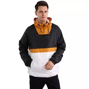 Chaqueta cortavientos de bloque de color para hombre, abrigo ligero impermeable con capucha para exteriores - Product Image 1