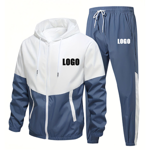 Men's Quick Dry Nylon Windbreaker Plus Size Tracksuit with Custom Logo Hot <b>Sale</b> Breathable Hoodie Set for Adults <b>Spring</b> Season - Product Image 1