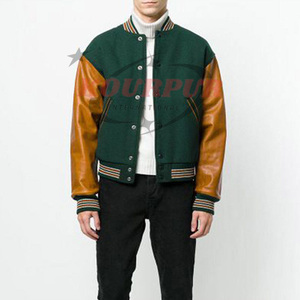 Veste de collège baseball universitaire Letterman personnalisée à col montant pour hommes avec manches en cuir Veste chauffante d'hiver au prix de gros - Product Image 3