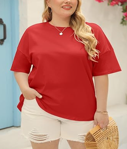 Camiseta de mujer de talla grande personalizada a precio de fábrica, camiseta de talla grande de tendencia para mujer, camisetas de gran tamaño para verano - Product Image 2