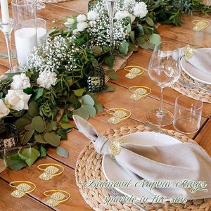 Farmhouse Boho ronds de serviette en métal et papier avec élastique pour table à manger ou décor de fête - Product Image 5
