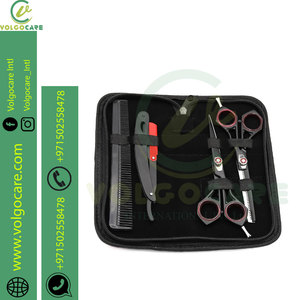 2024 prix raisonnable 8 pièces Kit de ciseaux de coupe de cheveux noir or professionnel maison coupe de cheveux ensemble de barbier - Product Image 3