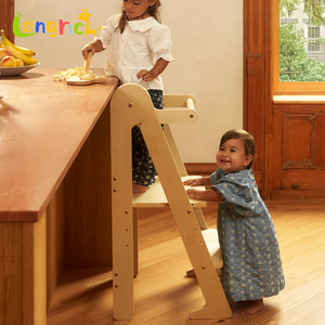 Aide de cuisine <span class=keywords><strong>Montessori</strong></span> pour enfants, échelle à marches en bois, hauteur réglable, tabouret d'activité pour tout-petits - Product Image 4