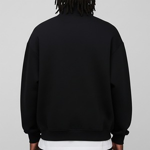 Sweat-shirt à col rond pour homme, coupe ample, en coton 100% épais, uni, avec logo brodé personnalisé OEM, vêtements décontractés d'hiver - Product Image 2