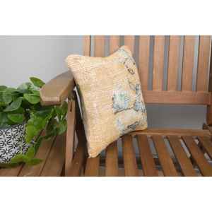 Diseño rústico 12x12 pulgadas Beige lana Kantha Patchwork almohada tejida Vintage bordado estampado Floral para piso de coche Navidad - Product Image 2