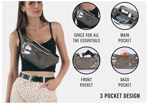 Nouvel arrivage de sac banane couleur unie taille épaule poitrine ceinture sacs pour la randonnée course à pied gymnastique cyclisme et voyage avec sacs à fermeture éclair - Product Image 5