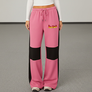 Pantalones Deportivos de Felpa de Algodón Suave Ligeros con Bloques de Color Hechos a Medida al por Mayor OEM/ODM, Pantalones Jogger con Logotipo Impreso Personalizado para Mujer - Product Image 4