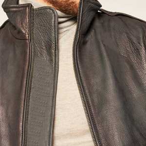 Meilleure vente Veste en cuir de motard à fermeture éclair à bas prix Manteau zippé de haute qualité Vestes en cuir vintage personnalisées pour hommes - Product Image 5