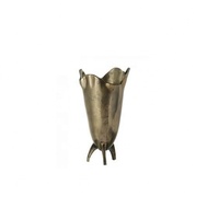 Vaso Artigianale di Lusso in Metallo, Design a Corna di Cervo, Finitura Anticata, Design Moderno, Marca Kayna Export, Capacità 1L, per Fiori