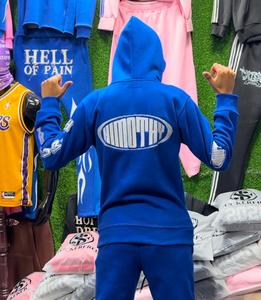 Sudadera personalizada con parche bordado en 3D y estampado de hojaldre para hombre, ropa de calle de talla grande, Sudadera con capucha lavada con ácido desteñida al sol y pantalón acampanado - Product Image 2