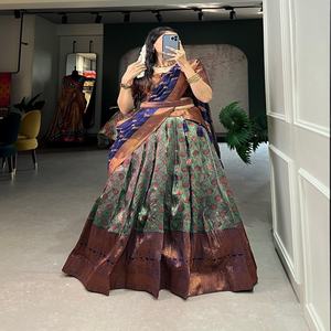 Hermosa seda Jacquard con trabajo de tejido Zari Lehenga Choli Fabricante y proveedor de Surat a la tarifa más baja - Product Image 1
