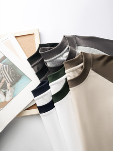 32 Ice Cotton Raglan Sleeve T-Shirt à manches courtes pour hommes 230g Heavyweight Popular Youth Contrast Color Loose Half Sleeve Clothes - Product Image 3