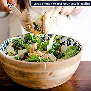Acacia Wood <b>Large</b> Wood Salad <b>Bowl</b> 100% <b>Wooden</b> Decorative Serving <b>Bowl</b> for Salad Fruits with Sale Product - Product Image 2