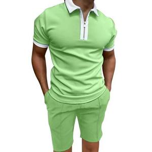 Conjunto de Pantalones Cortos y Camiseta de Manga Corta para Hombre, Corte Regular, 100% Poliéster/Algodón, Transpirable, Cierre de Cremallera, Estampado Animal, Verano - Product Image 4