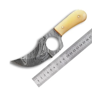 Personalizable DIY calidad superior Damasco acero caza Camping cuchillo cómodo cuero vaina hecho a mano Skinner OEM compatible - Product Image 2