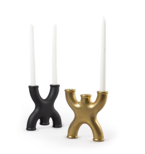 Porte-bougie en fer noir doré poli, fait à la main, durable, pour table, Noël, mariage, fête, événement, décoration de la maison, salon - Product Image 1