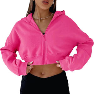 Sudadera con capucha recortada para mujer de marca con logotipo personalizado bordado de impresión OEM ODM Streetwear Fabricante directo de fábrica Proveedor - Product Image 1