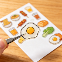 Autocollants 3D en époxy à thème alimentaire, imperméables, résistants aux rayures, durables et réutilisables pour la décoration de téléphones portables et de carnets