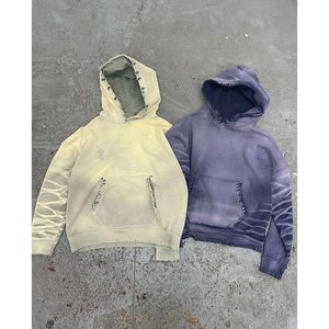 Sweat à capuche unisexe pour homme, 330 g/m², en molleton brodé, coupe oversize, effet délavé à l'acide, vieilli, délavé par le soleil, avec motif en relief personnalisé - Product Image 5